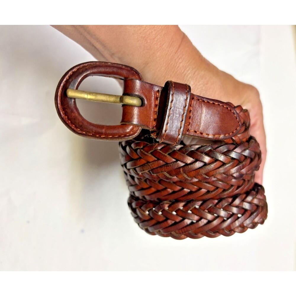PMen’s Brown Braided Italian Leather  Belt Size 40/42
